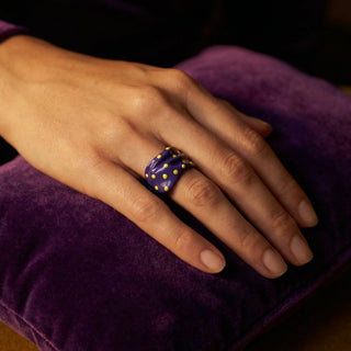 Efemera Starry Plum ring - purple enamel with yellow dots