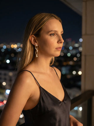 Efemera Moonlit Mirror earrings - gold loops with pearls - vanity mirror getting ready