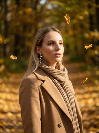 Efemera Forest Crest earrings - long gold branch with pearls - autumn forest walk