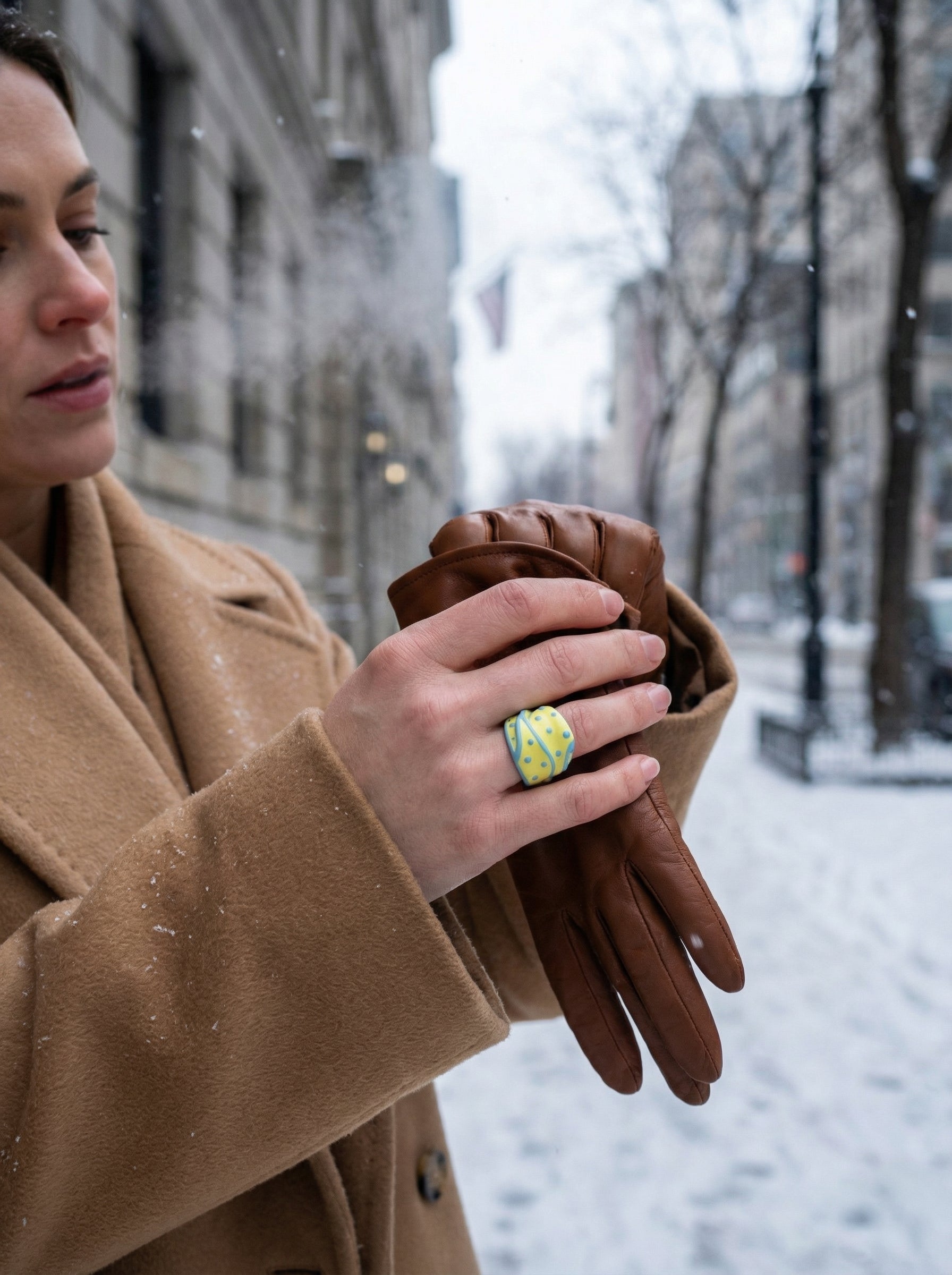 Efemera Frosted Crown ring - frosted icy enamel - winter cold breath